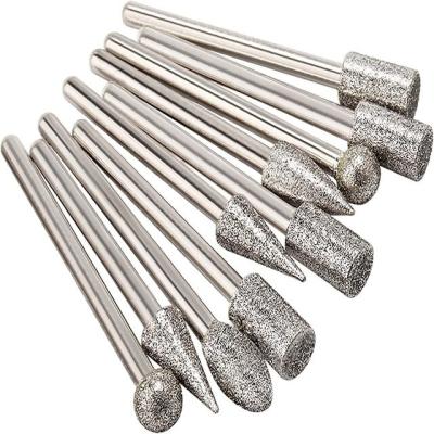 China Carbon Steel Industrial Use Diamond Resin Point 150/100/200/400 Eletroplating Grinding Abrasives Grinding Chuck Shank Grinding Burs for sale