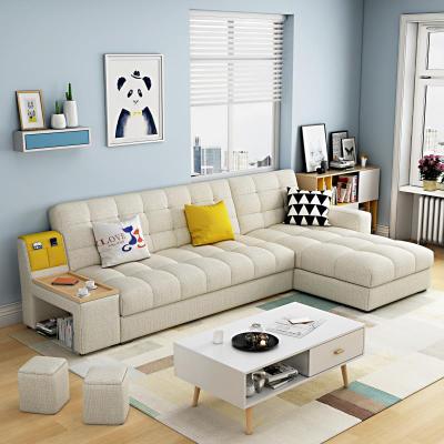 China New Design Pine Wood Foldable Frame Disassembled Living Room L Shape Modern Sofa Bed With Storage Box for sale