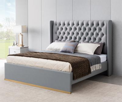 China Welliton OEM ODM Italy Modern Bedroom Furniture Luxury Solid Wood King Queen Double Size Solid Wood Bed for sale