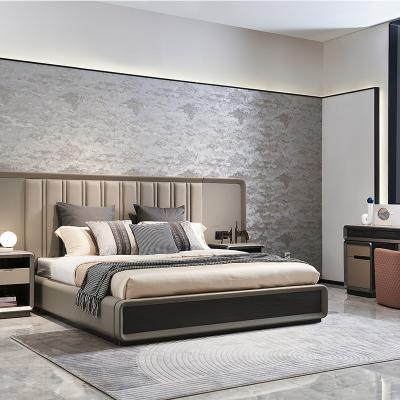 China Modern OEM ODM Style Italian Luxury Bedroom Furniture Modern Welliton Leather Bed for sale