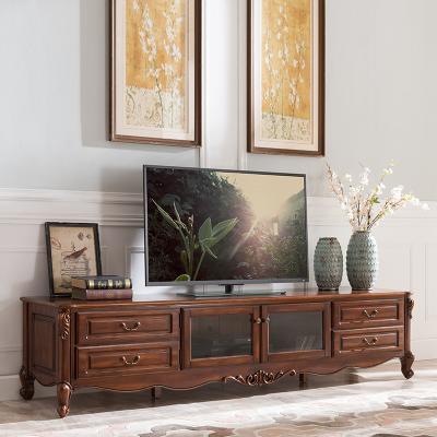 China Welliton Solid Wood OEM ODM Vintage Style Hotel Villa Furniture Living Room Home TV Stand Solid Wood for sale