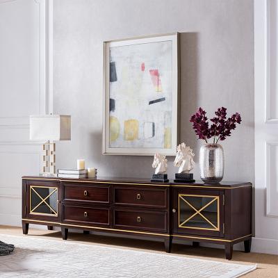 China American Villa Home Furniture Hotel American Welliton Solid Wood ODM Style Living Room TV Cabinet Solid Wood Stand for sale