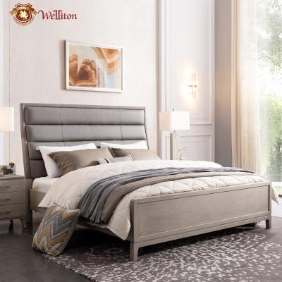 China Welliton OEM&ODM Style Modern Luxury Wooden American Style Bedroom Furniture Double Bed for sale