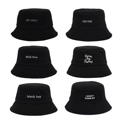 China European and American Style Fashion Embroidery Letter Printing Bucket Hat Men Women Cotton Hip Hop Fisherman Hat Boys Girl Sun Black Hat for sale