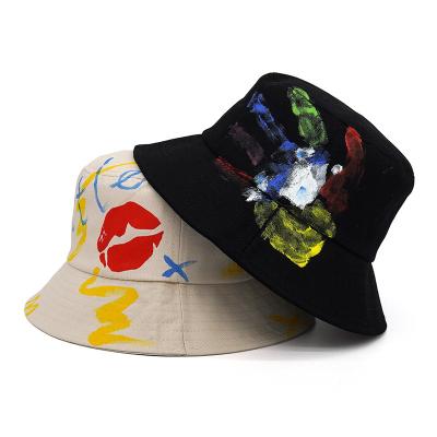 China 2022 Style Fashion Harajuku Bucket Hat Men Women Graffiti Letter Fishing Fisherman Hat Summer Outdoor Panama Hip Hop Cotton for sale