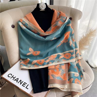 China 2022 New Brand Winter Cashmere Scarf Acrylic Pashmina Warm Shawls Female Luxury Women Scarves Wraps Thick Covering Ladies Bufanda Design for sale