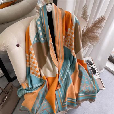 China Fashion Muslim Pashmina Brand Women Cashmere Scarf Luxury Warm Acrylic Winter Famous Scarf Muffle Blanket 2022 Custom Big Brand for sale