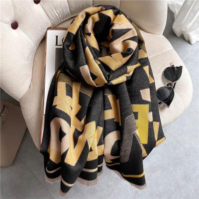 China 2022 Winter Brand Women Cashmere Scarf Acrylic Luxury Thick Warm Shawls Muslim Head Neck Ladies Pashmina Scarves Hijab Wraps for sale