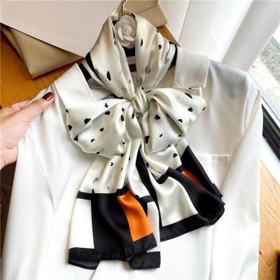 China Luxury Long Design Silk Skinny Scarf Women Fashion Muslim Hijab Bandana Shawl Female Headband Bag Wraps Headscarf 160x40cm for sale