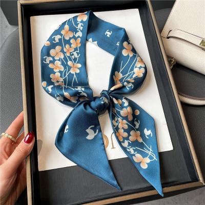 China 2022 luxury brand long hair scarf women headband bag scarves silk skinny hair bands neck tie belt girls hair scrunchies ribbon for sale