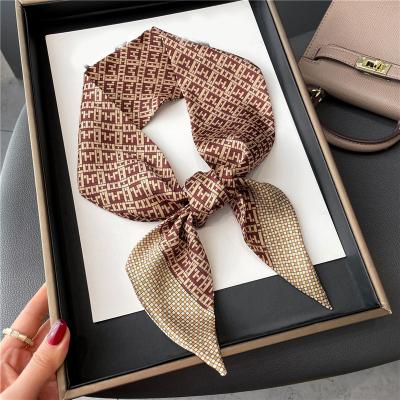 China Luxury Silk Long Scarf Women Hair Bands Ribbon Scrunchies Skinny Ladies Bag Scarves Neck Tie Bandana Hair Scarves Accessories 2022 New for sale