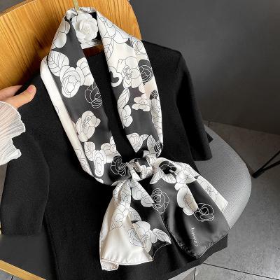 China Long 2022 Women Luxury Silk Skinny Headband Scarf Bag Scarves Small Ladies Wrist Wrap Headscarf Bandana Accessories for sale