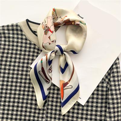 China 2022 Square Scarf Headband 2022 Fashion Print Scarf Scarves Bandana 70x70cm Small Pure Silk Square Neck Hair Band Women Foulard for sale