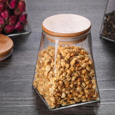 China High Quality Heatable Food Storage Jar Glass Container with Bamboo Lid for Storage for sale