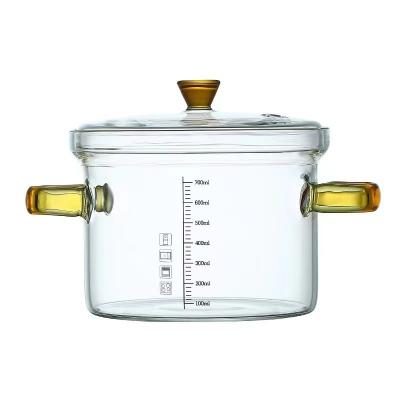 China Sustainable Heat-resistant glass stew pot with scale glass steamed egg bowl household glass pot with cover can be heated by open fire for sale