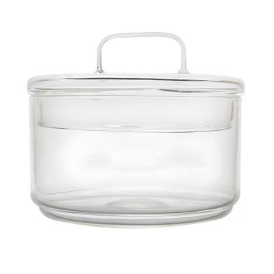 China Sustainable Nordic ins simple heatproof glass bowl small with lid bowl fruit dessert salad bowl home snack storage jar for sale