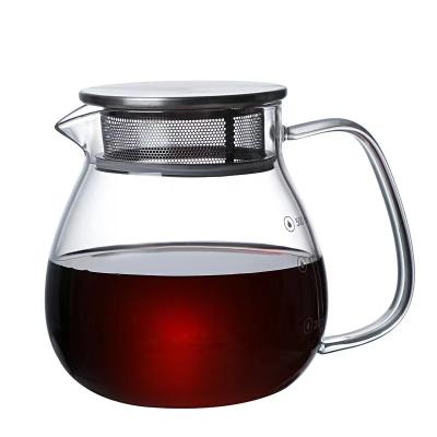 China Sustainable Hot sale glass hand brewed coffee pot home stainless steel lid coffee filter cup sharing pot can be printed LOGO for sale