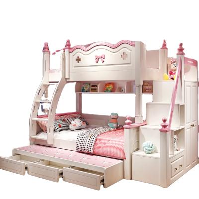 China HUIJUUPIN Factory Price Furniture Bunk Bed Double Mediterranean Bunk Beds With Stairs Wooden Bunk Bed for sale