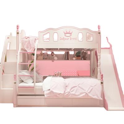 China HUIJUUPIN Factory Price French Modern Bunk Beds With Slide Bunk Bed Double Decker Bed Manufacturer for sale