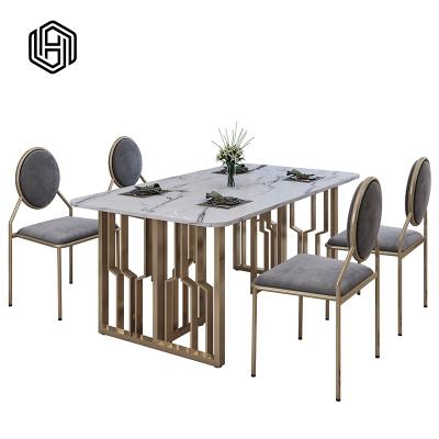 China European Design Dining Table and Chair Wear-Resistance Modern White Scandinavian Marble Combina for sale