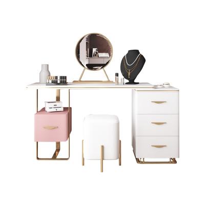 China HUIJUYOUPIN Extendable Dressing Table With Mirror Light Luxury Dressing Table With Drawer Makeup Table With Large Capacity for sale