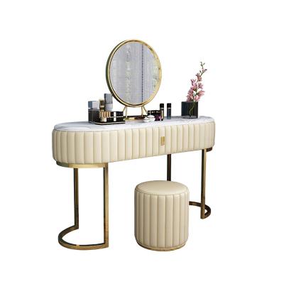 China Strong Sense of Design HUIJUYOUPIN Dressing Table Bedroom Dressing Mirror American Light Luxury INS Makeup Table for sale