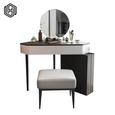 China Dressing table with high-grade mirror HUIJUUPIN bedroom with mirror makeup desk and chair simple light luxury small dressing table for sale