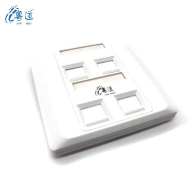 China 4 port 86 type RJ45 RJ11 white ABS network Cat5 Cat6 faceplate rj45 with shutter 3 port wall plate RJ45 faceplate for sale