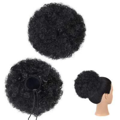 China Pictures Customized Synthetic Afro Curly Dish Hair Donut Messy Puff Bun Hair for sale