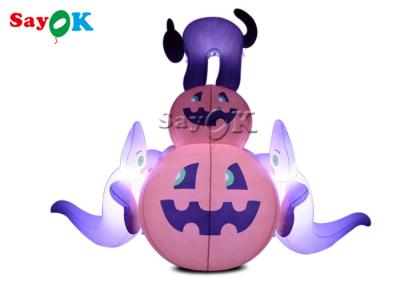 China OEM opblaasbare vakantieversieringen Halloween decor Airblown pompoen Zwarte kat met witte geest Te koop