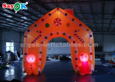 China Inflatable Christmas Arch Gingerbread Man Candy Sticks Christmas Inflatable Arch With LED Light for sale