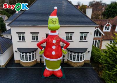 China 30ft Grinch opblaasbare cartoonfiguren Groen monster kersthoed Huishouden opblaasbare staande decoratie Te koop