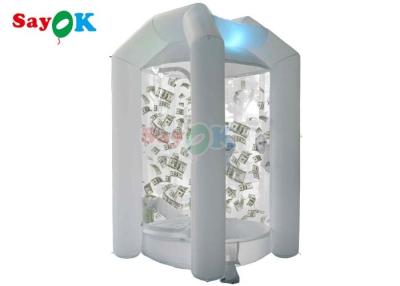 China White 210d Nylon Cloth Inflatable Money Machine Cube Cash Grab Catching Booth for sale