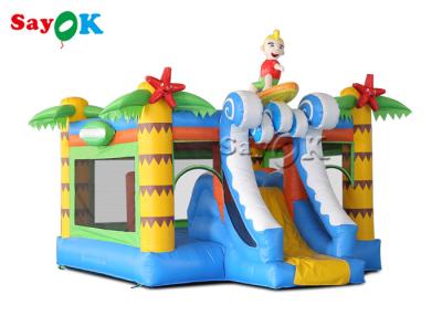 China Palm Tree Inflatable Jumping Castle With Surf Boy Tropical Slide for sale