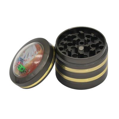 China Tobacco Hot Design Convex Grinding Herb Grinder The New Gloden Strep Black Grinder 50mm Weed Grinder Grass for sale