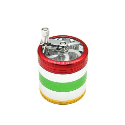 China Tobacco New Arrival Mix Color Tobacco Grinding Grinder 5 Parts Operate Skylight Window Aluminum Hand Crank Grinder for sale