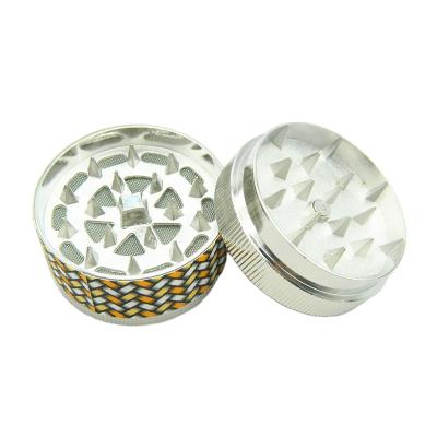 China Colorful Metal Grinding Tobacco Band Herb Grinder 3 Parts Color 52mm Diameter Mixed Tobacco Grinder for sale