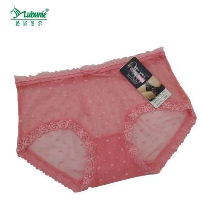 China Cheap Wholesale Antibacterial Clearance Stock Ladies Plus Size Panties Lace Up Transparent Underwear for sale