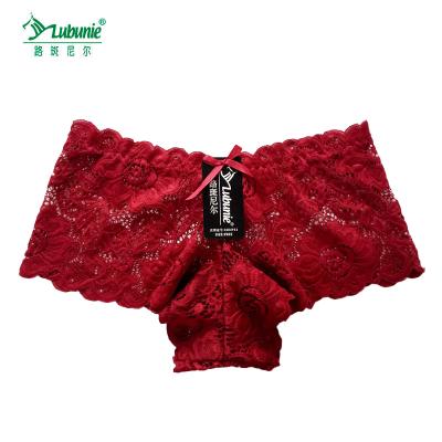 China LUBUNIE Antibacterial Women Lace Boxers Transparent Panties for sale