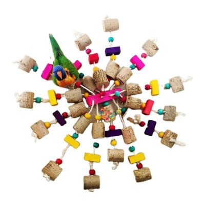 China Stocked Wooden Bird Bite Toys Pepper Bite Wood Toys Natural Material Bite Strings Big Log Chewing Toy for sale