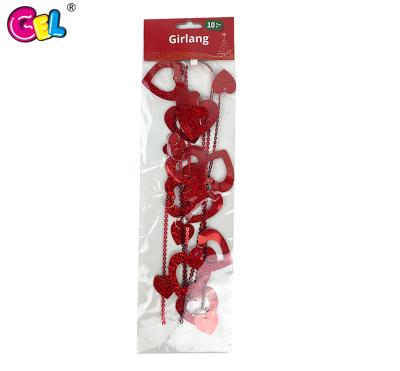 China Heart Shaped Red Decoration Love Flower Flag String Flag Valentine's Proposal Wedding Party Decoration for sale