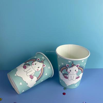 China Viable Unicorn Cartoon Disposable Tableware Paper Cups For Party Supplies for sale