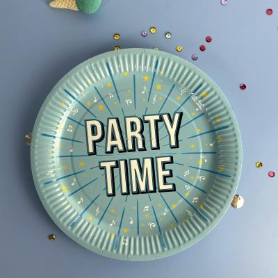 China Disposable Tableware Blue Disposable Paper Plates For Party Supplies for sale