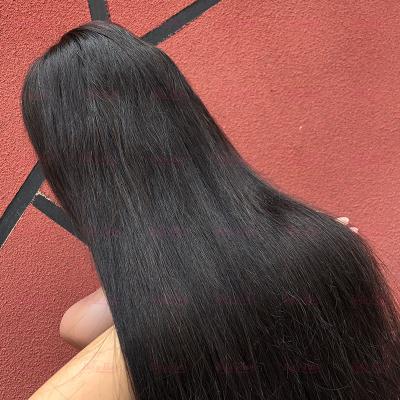 China 12a silky straight virgin unprocessed human hair glueless wigs for black women with baby hair, hd lace frontal wig hair for sale