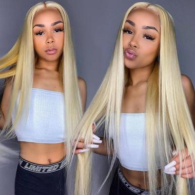 China Raw Body Wave Virgin Cuticle Aligned Transparent Lace Front Wig With Baby Hair Blonde Brazilian Human Hair 613 Frontal For Black Women for sale