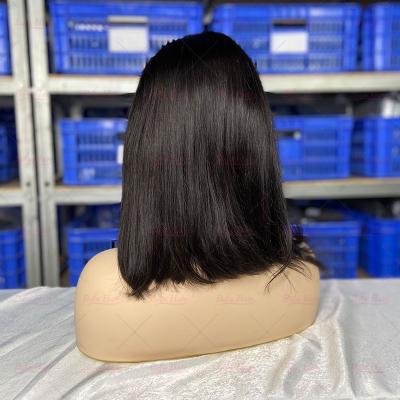 China Silky straight wave pre plucked transparent lace bob lace frontal wig, aligned cuticle hair virgin wholesale, bob lace pixie frontal curves wig for sale