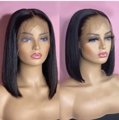 China Silky Straight Wave Glueless Bob Wigs Lace Front Peruvian Pixie, Hd Transparent Swiss Lace Front, Straight Lace Front Bob Wig for sale