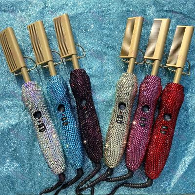 China Electric private label comfortable wholesale custom copper hot comb, high temperature hair straightener bling hot comb for curly hair for sale