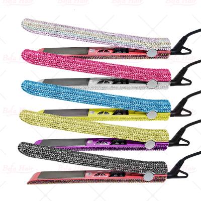 China Hot Flat Iron 500F Comb Bling Bling Hair Straightener Private Label LCD Display High Temperature Ceramic High Quality Titanium Online for sale