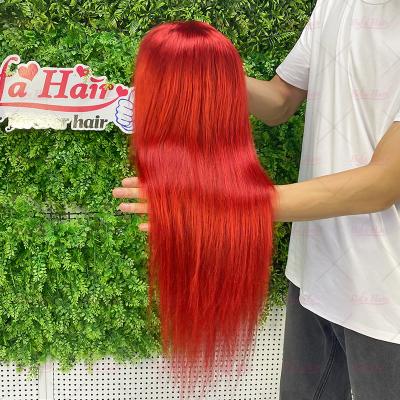 China Silky Straight Wig Hair Wholesale Vendors,Red Hair Wigs Straight Remy Hair,Raw Cuticle Aligned Swiss Lace Front Wig for sale